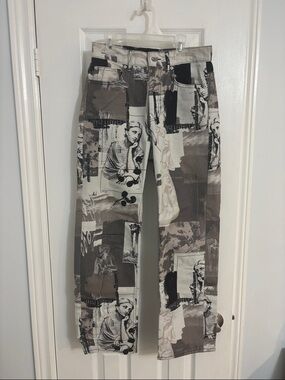 BDG Women's Straight Leg Graphic Patchwork Jeans Pants
